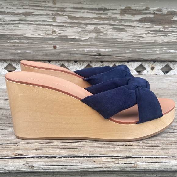 NWOT Loeffler Randall Taylor Wedge Mule Sandal Navy Suede Women's Size 8.5 - 9 - Picture 8 of 15